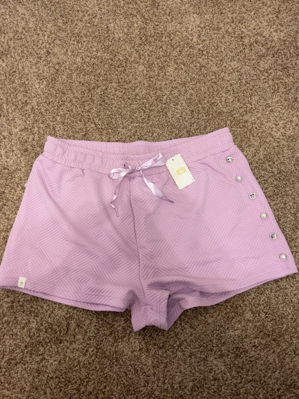 Simply Southern Lavender Athletic Pull-On Shorts with Button Detail